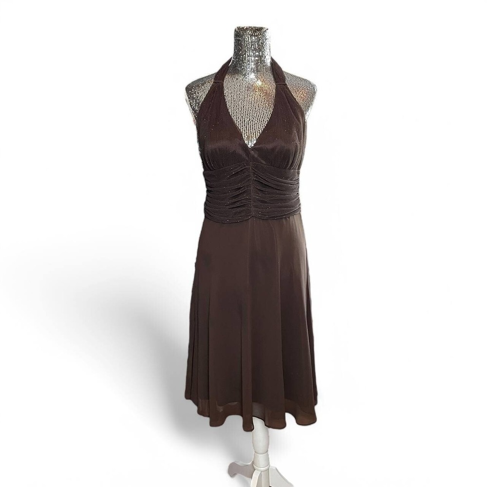 Vintage Y2K Glitter Ruched Babydoll Dress Formal Evening Fairy Party Sparkle 12P
